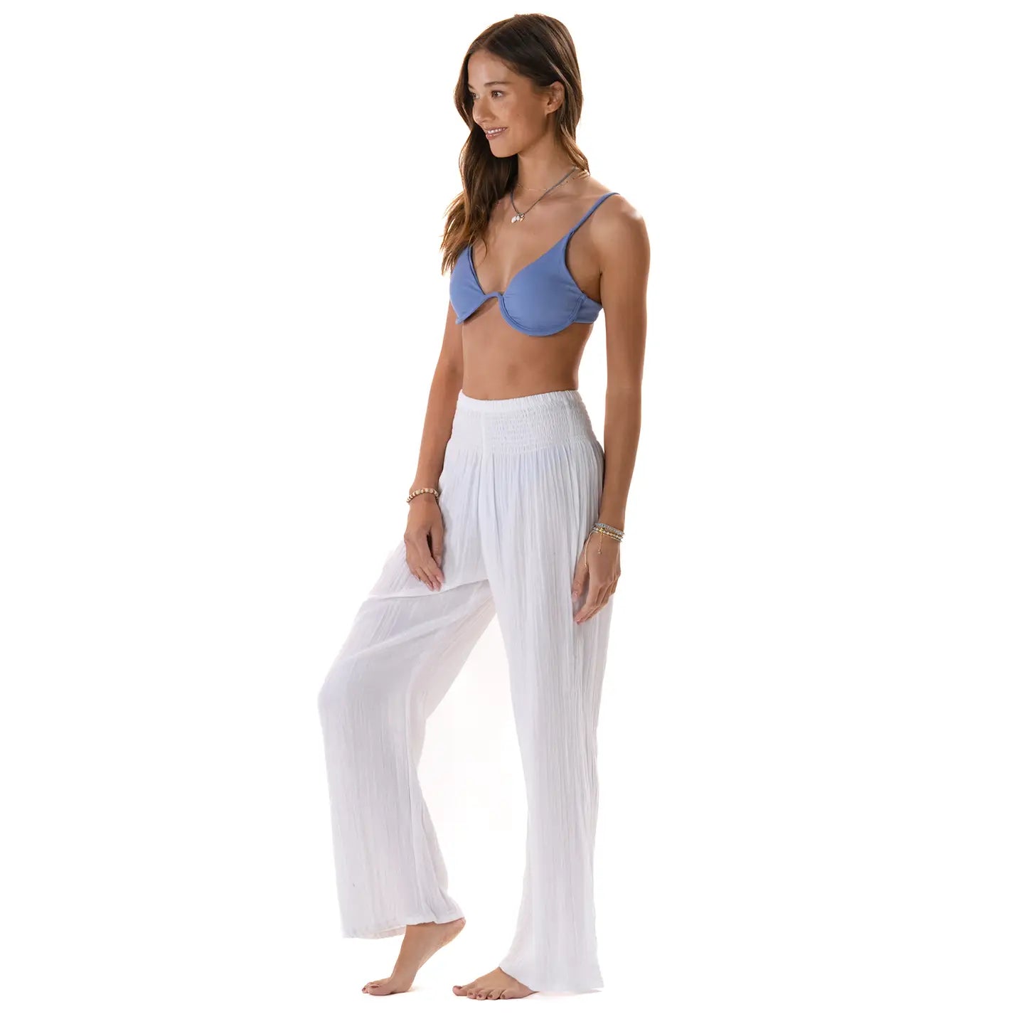 White Wide Leg Cotton Pants