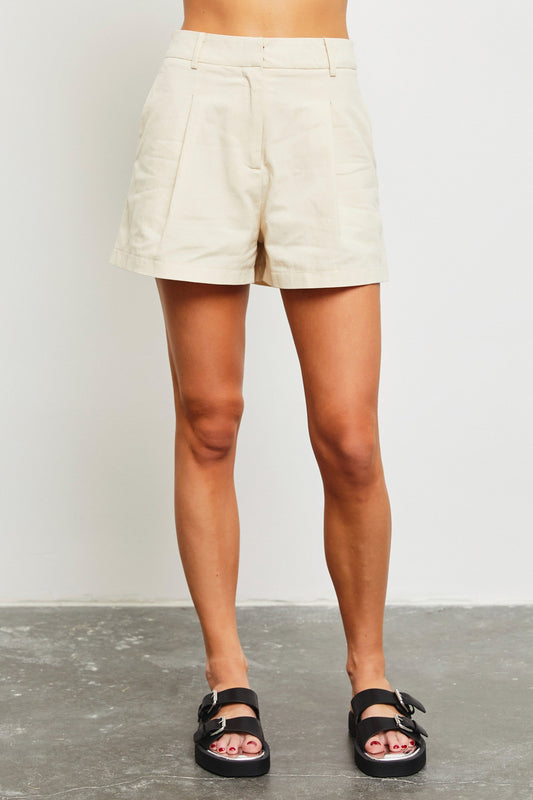 Abby Natural Linen-Blend Shorts