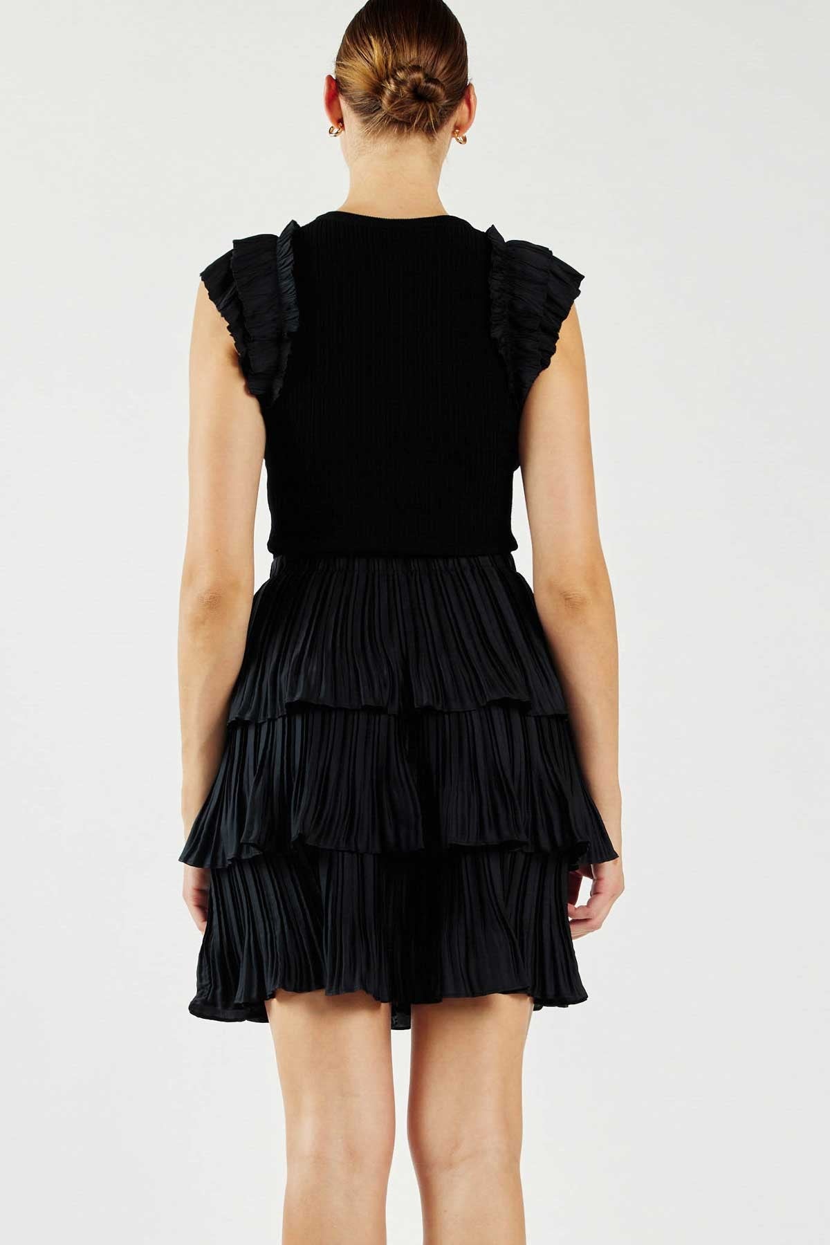 Current Air Pleated Skirt Dress - Black