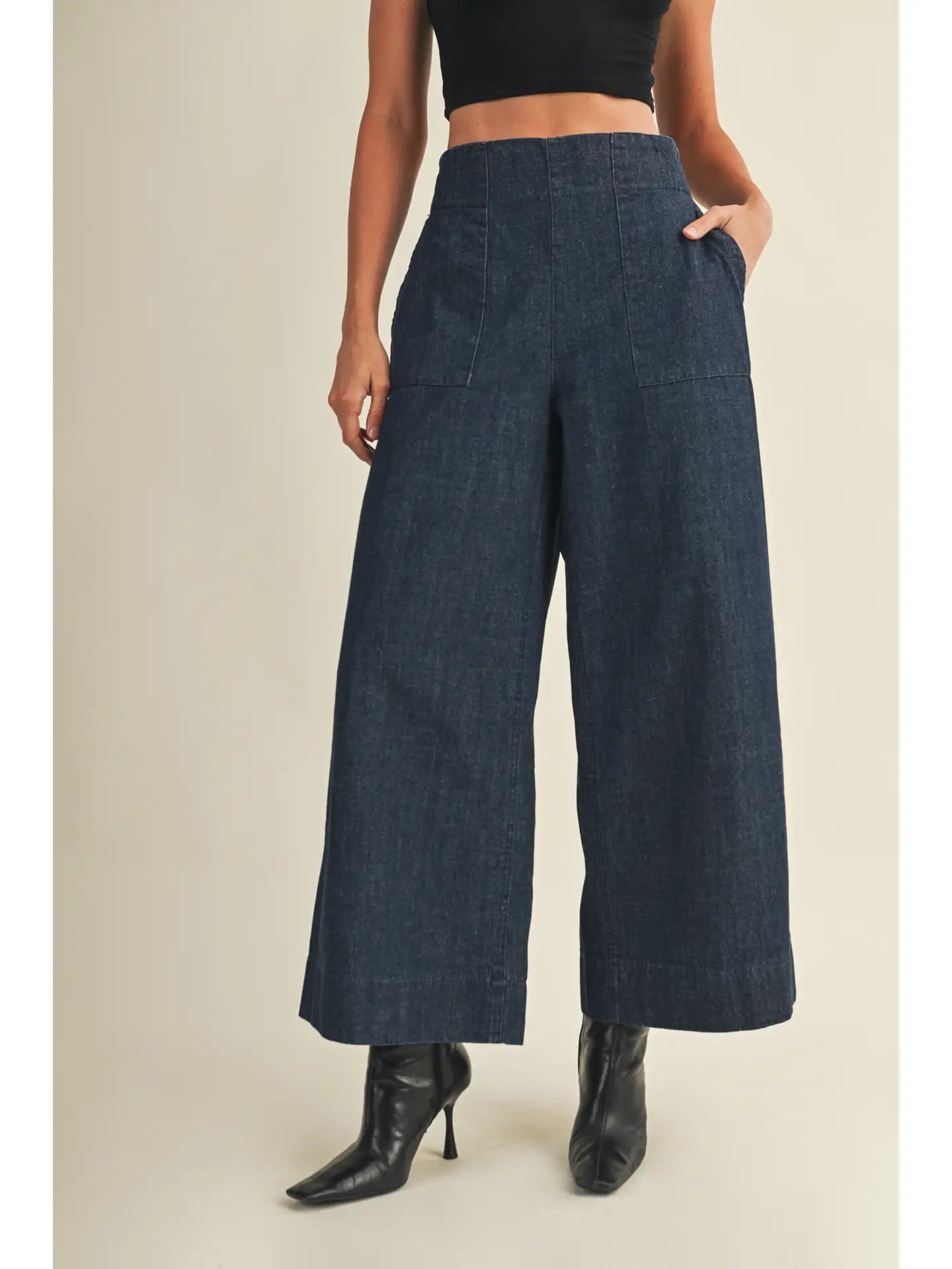Colette High-Rise Wide-Leg Denim Pants
