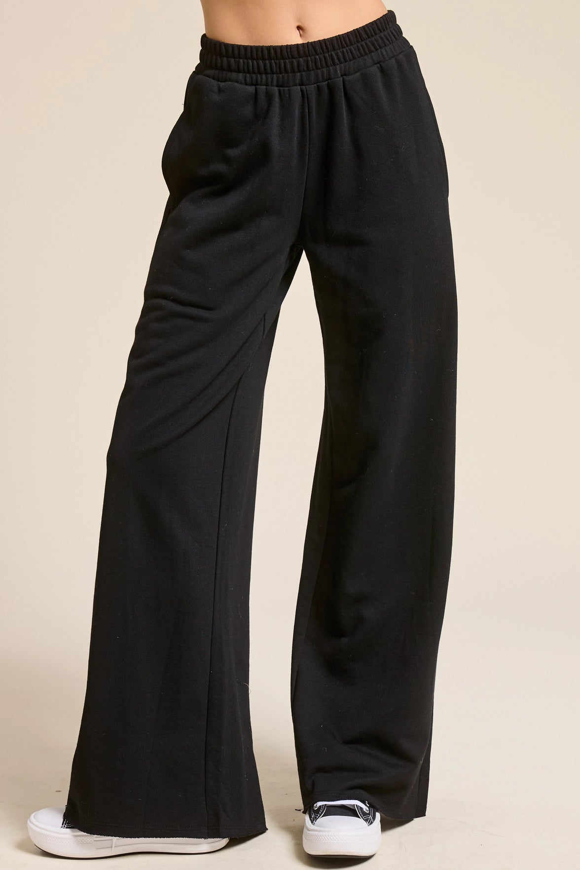 Wide Leg Cotton Jogger - Black