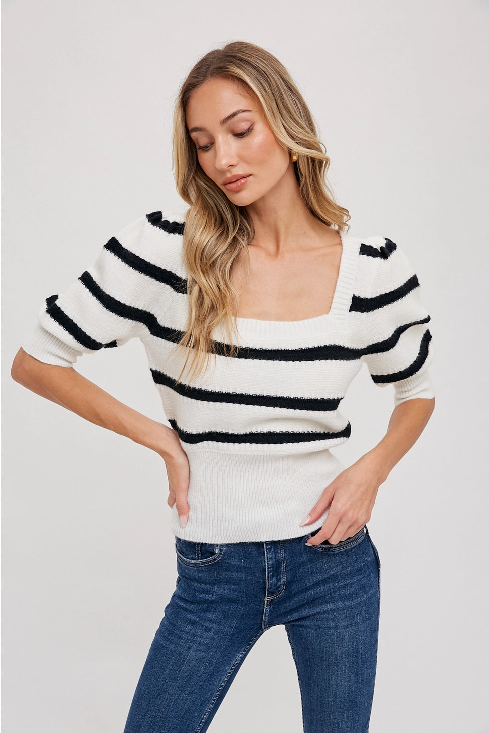 Sweater Puff Sleeve Top