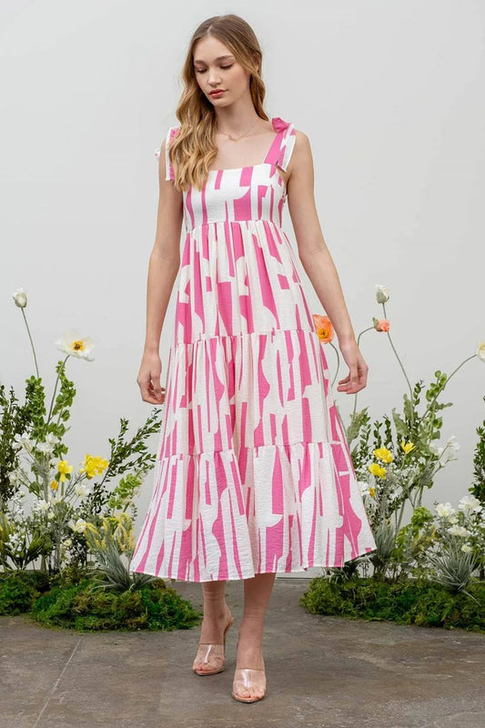 Bailey Tiered Abstract Midi Dress