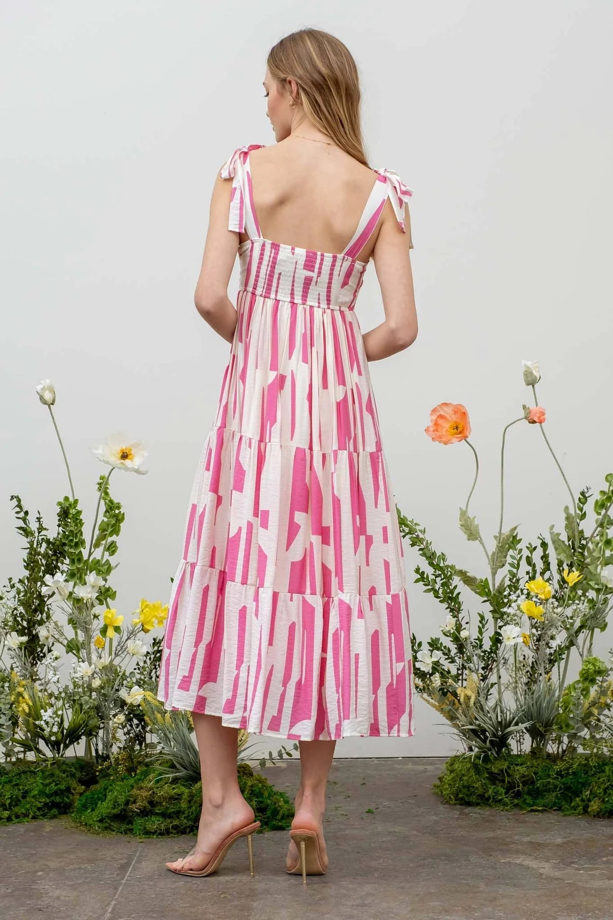 Bailey Tiered Abstract Midi Dress