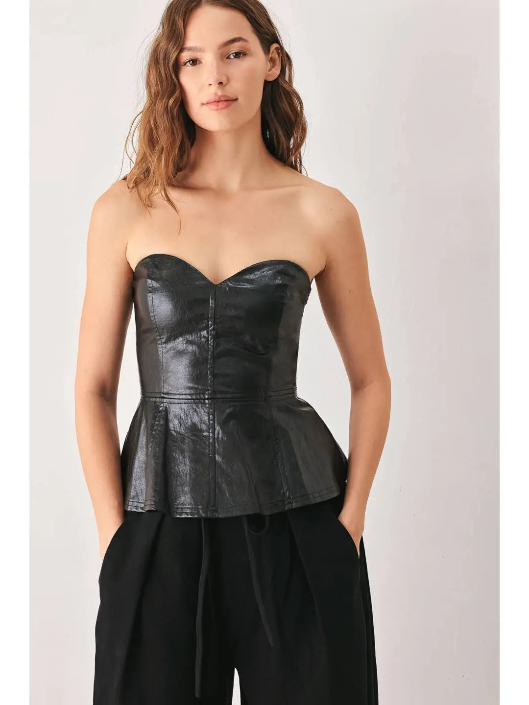 Brinley Faux Leather Pencil Skirt -Black