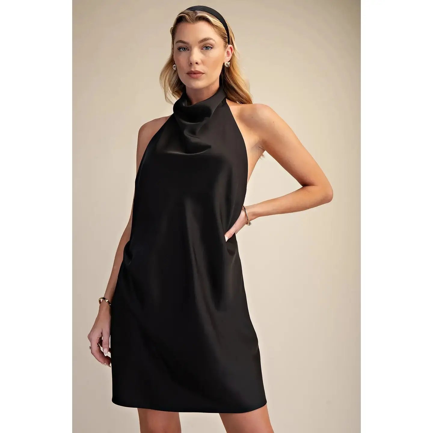 Raquel New Satin Mini Dress - Black