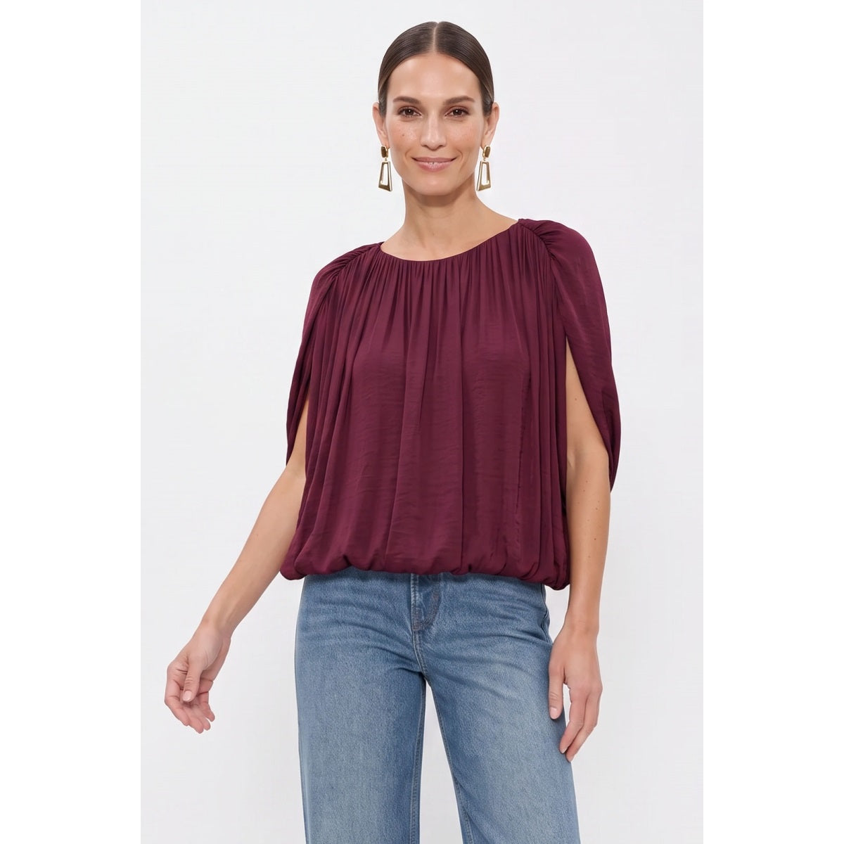 Rita Grecian Drape Bubble Blouse