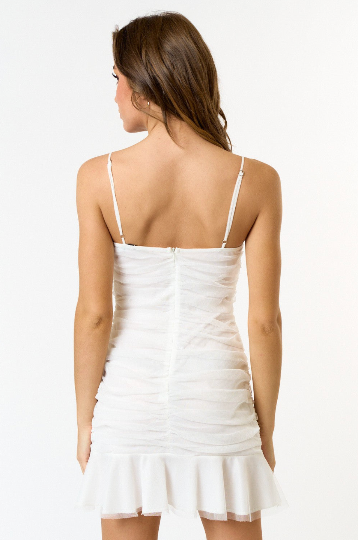 Emilee ruffled mini dress - white