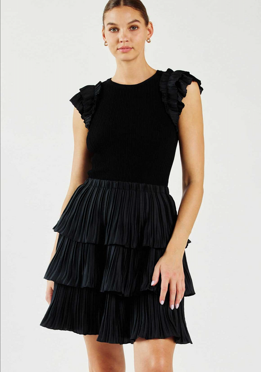Current Air Pleated Skirt Dress - Black