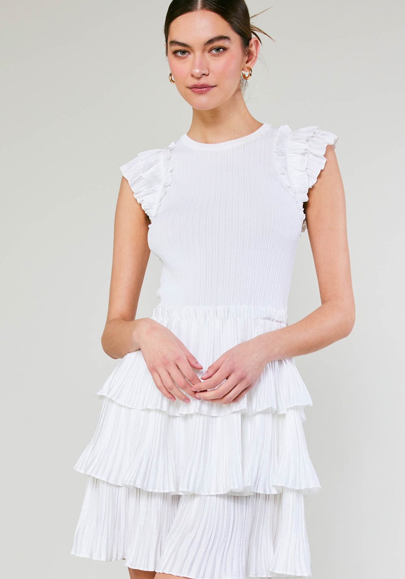 Current Air Pleated Skirt Dress - White