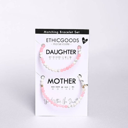 Morse Code Matching Set | MOTHER & MINI DAUGHTER: Cloudy Blue Quartz & Howlite