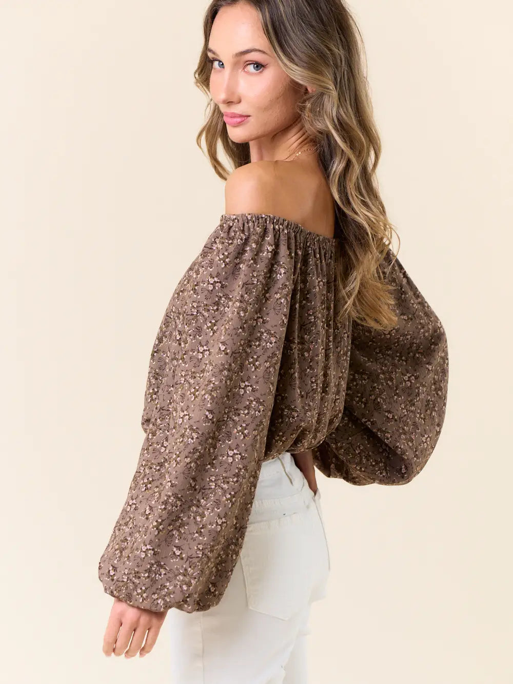 Mocha Off the Shoulder Top