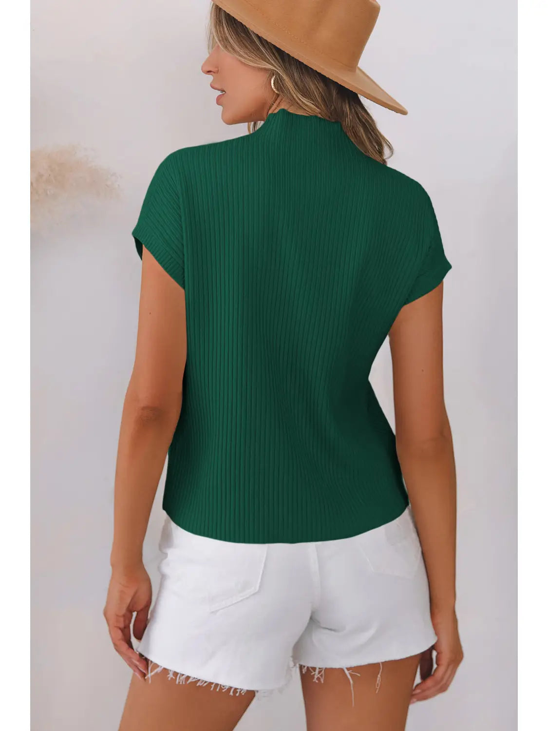Patch Pocket Ribbed Knit Sweater - Green