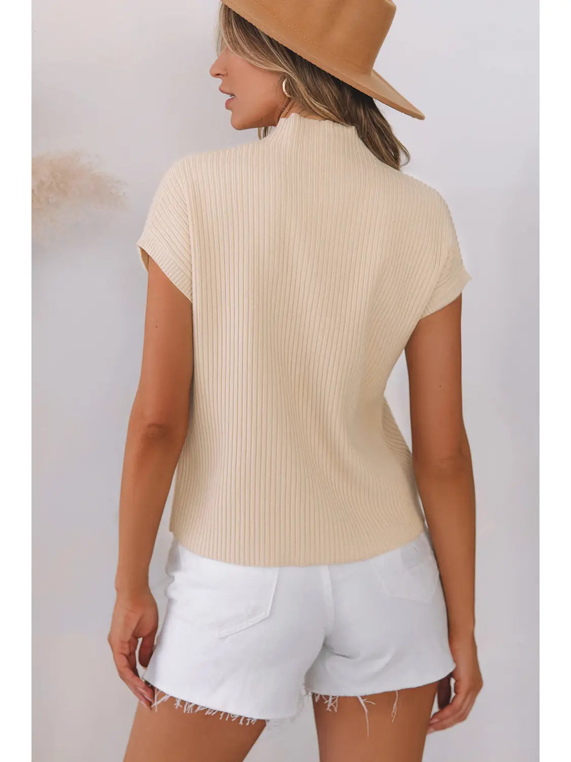 Patch Pocket Ribbed Knit Sweater - Oatmeal