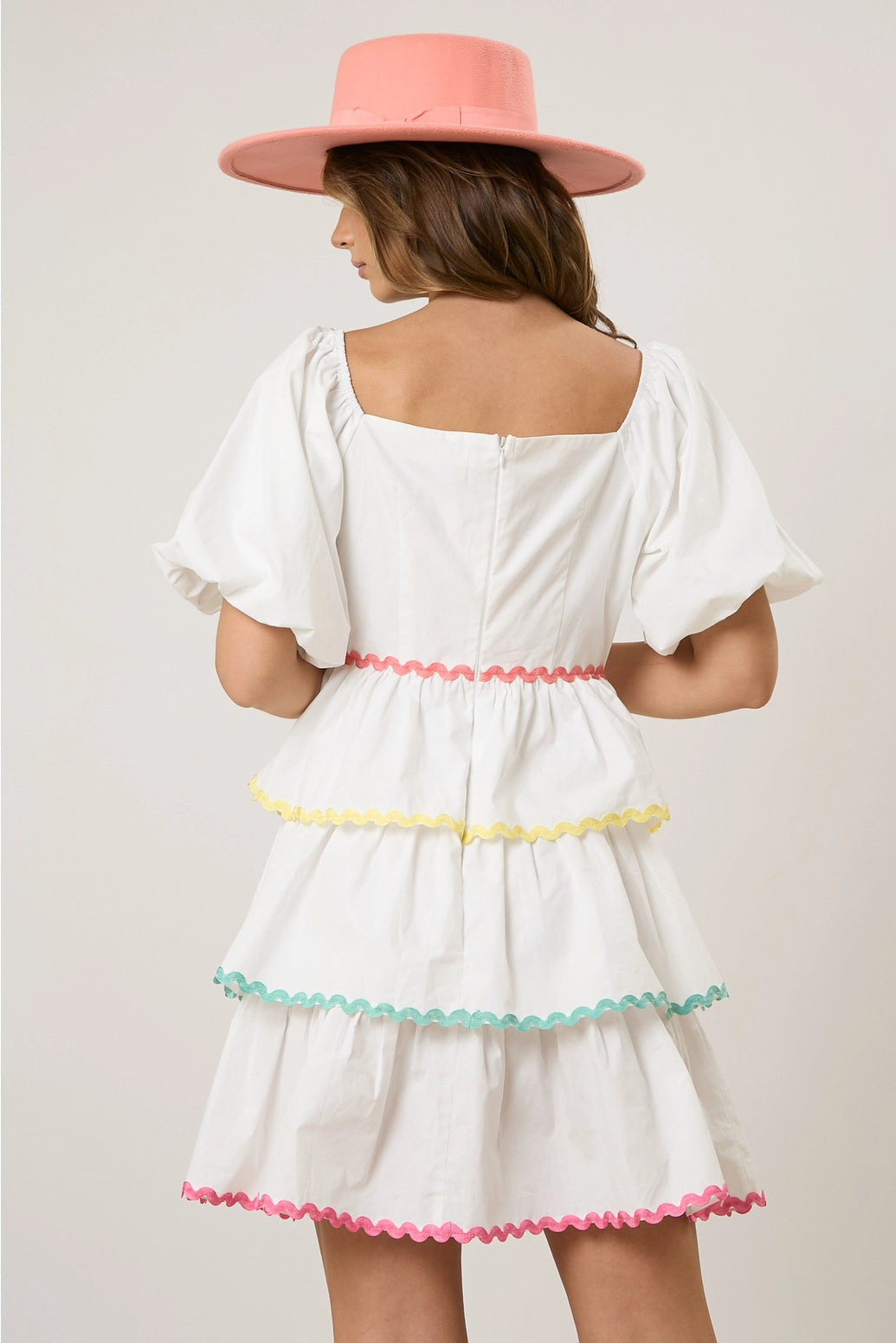 White Wave Trim Mini Dress