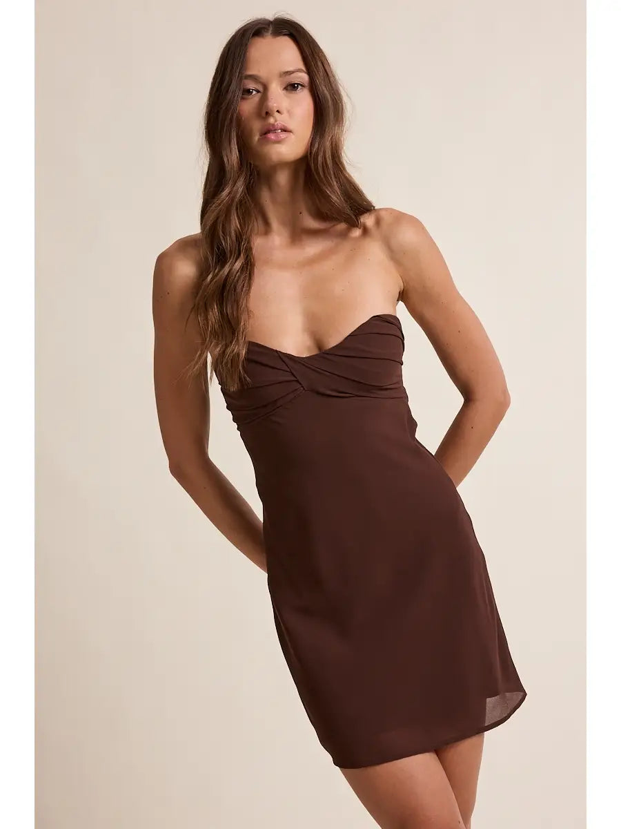Sheer Chocolate Open Back Dress
