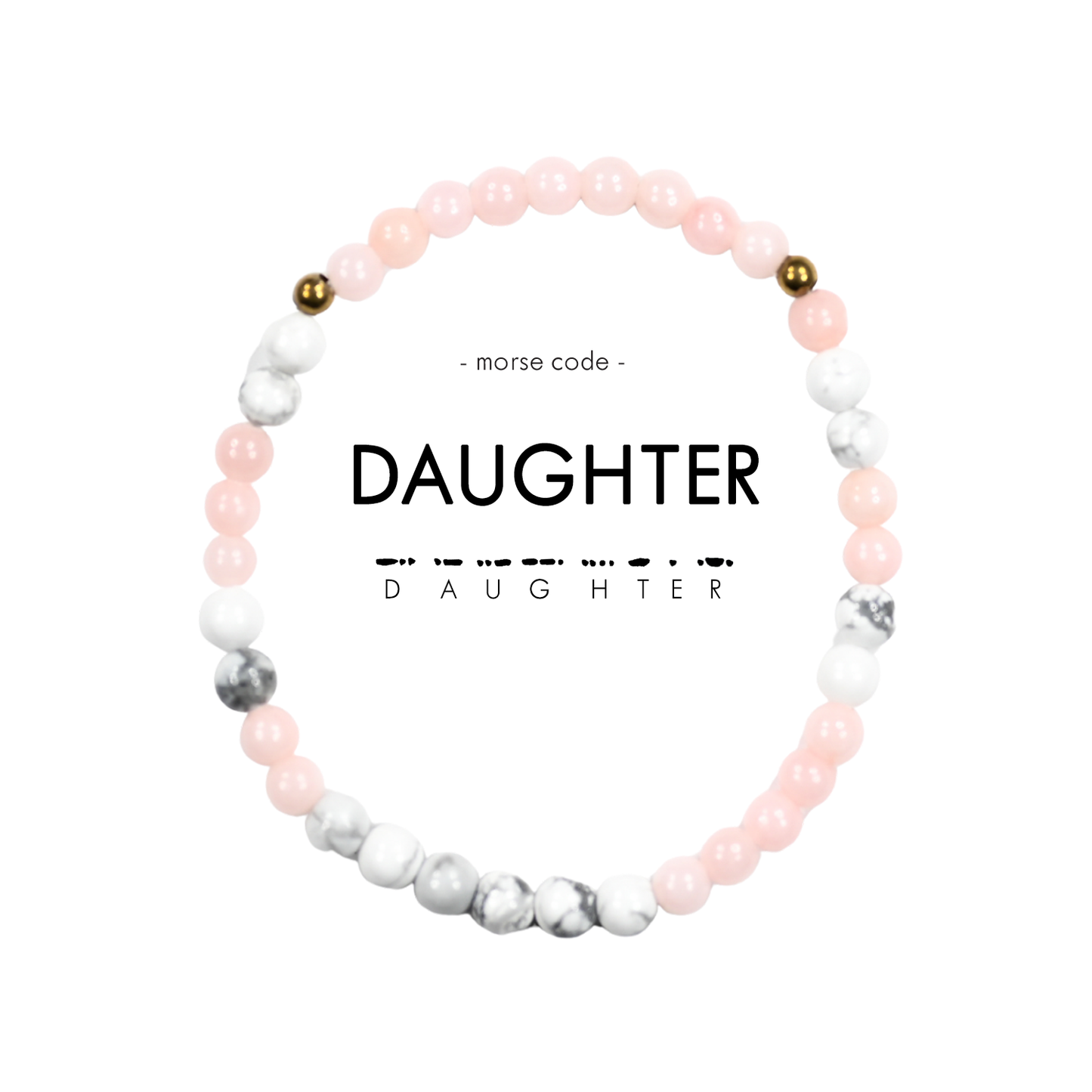 Morse Code Matching Set | MOTHER & MINI DAUGHTER: Rose Quartz & Howlite