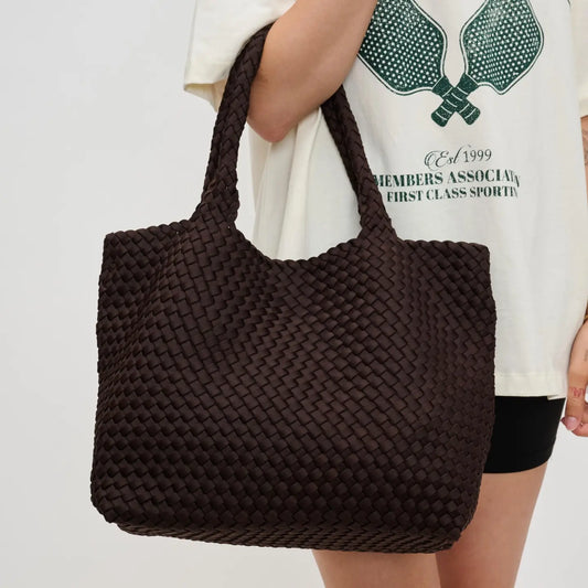 Sky's the Limit - Medium Woven Neoprene Tote- Chocolate