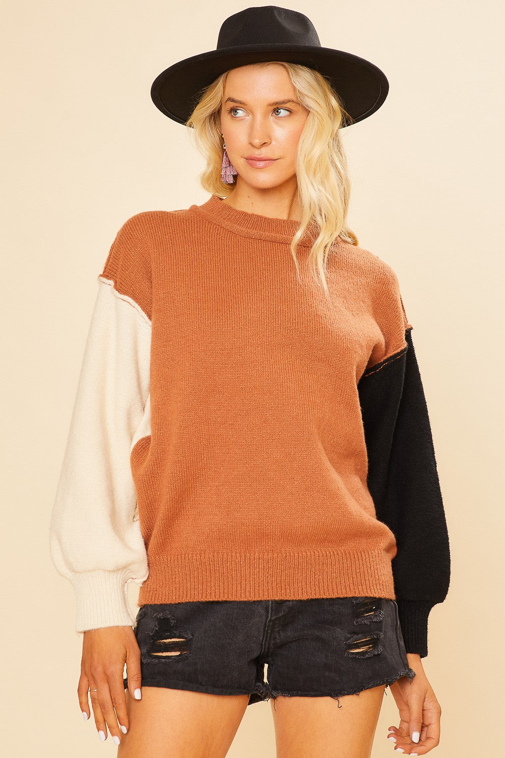 Amanda Cozy Color Block Sweater