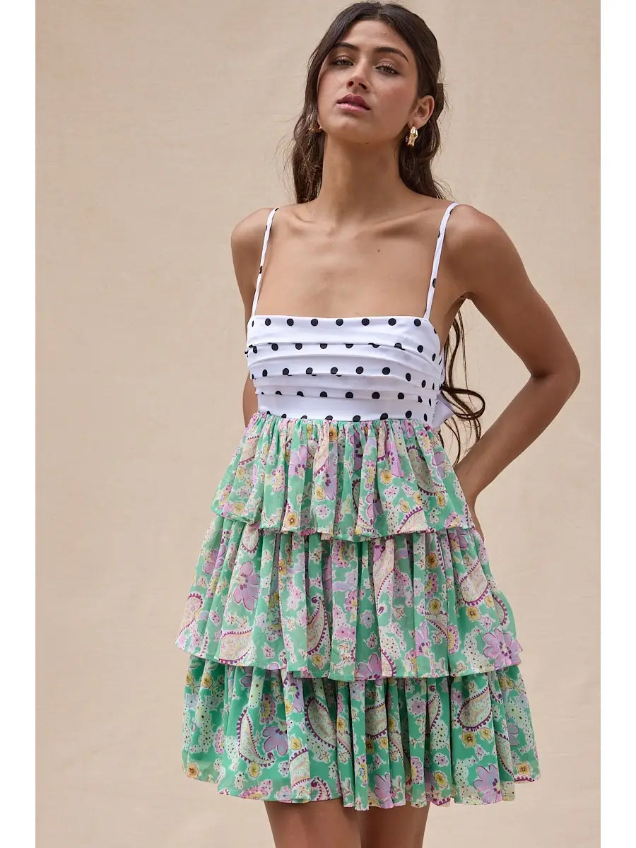 Polka Dot & Paisley Mini Dress