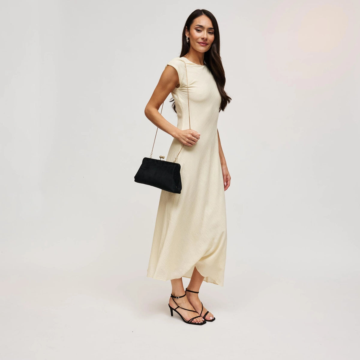 Kristin Faux Suede Clutch - Black