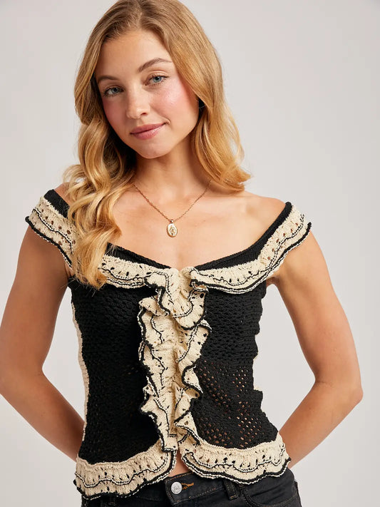 Celina Crochet Knit Top
