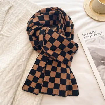 Small Square Plaid Autumn and Winter SCARF-Brown