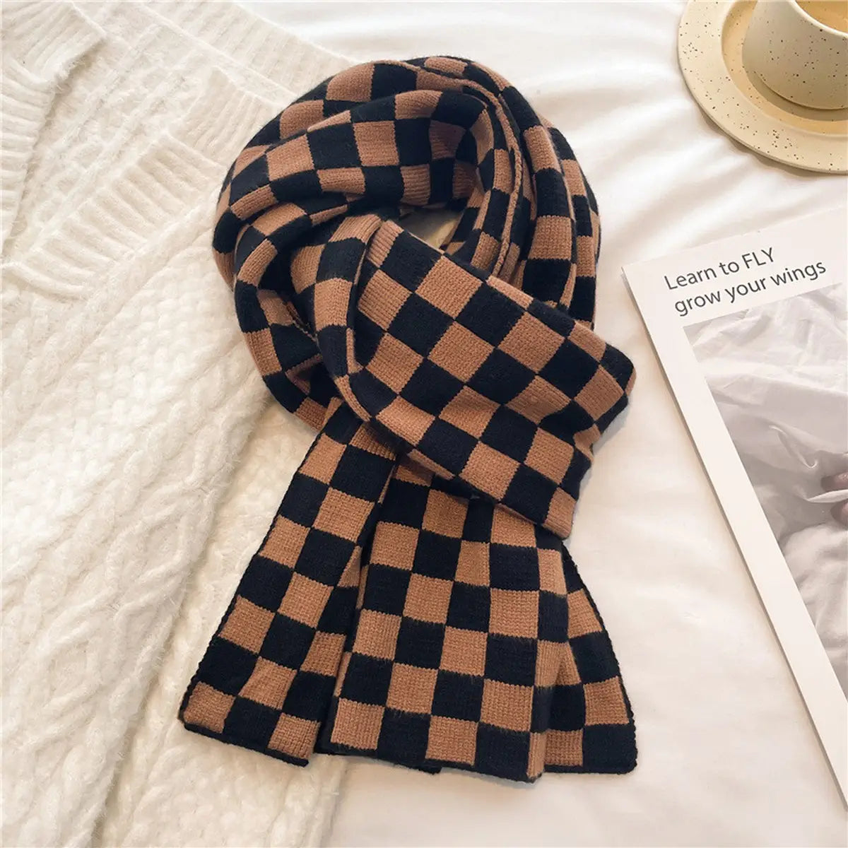 Small Square Plaid Autumn and Winter -Brown