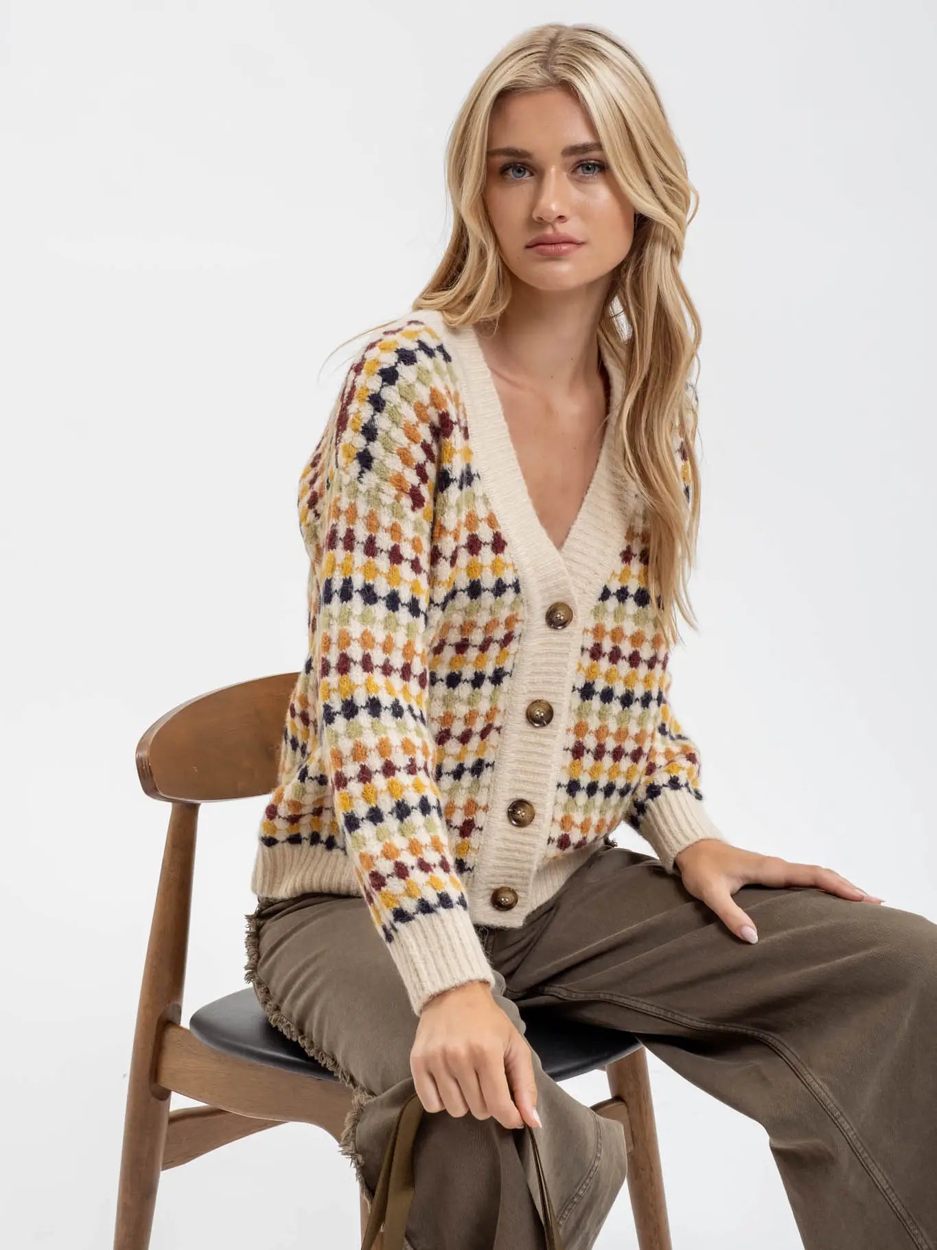 Multicolor Boyfriend Knit Cardigan