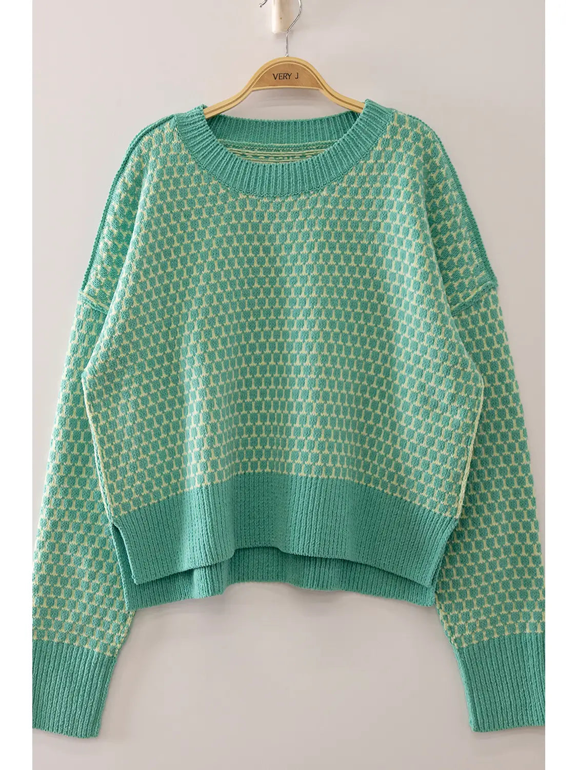 Geometric Pattern Sweater - Sea Foam