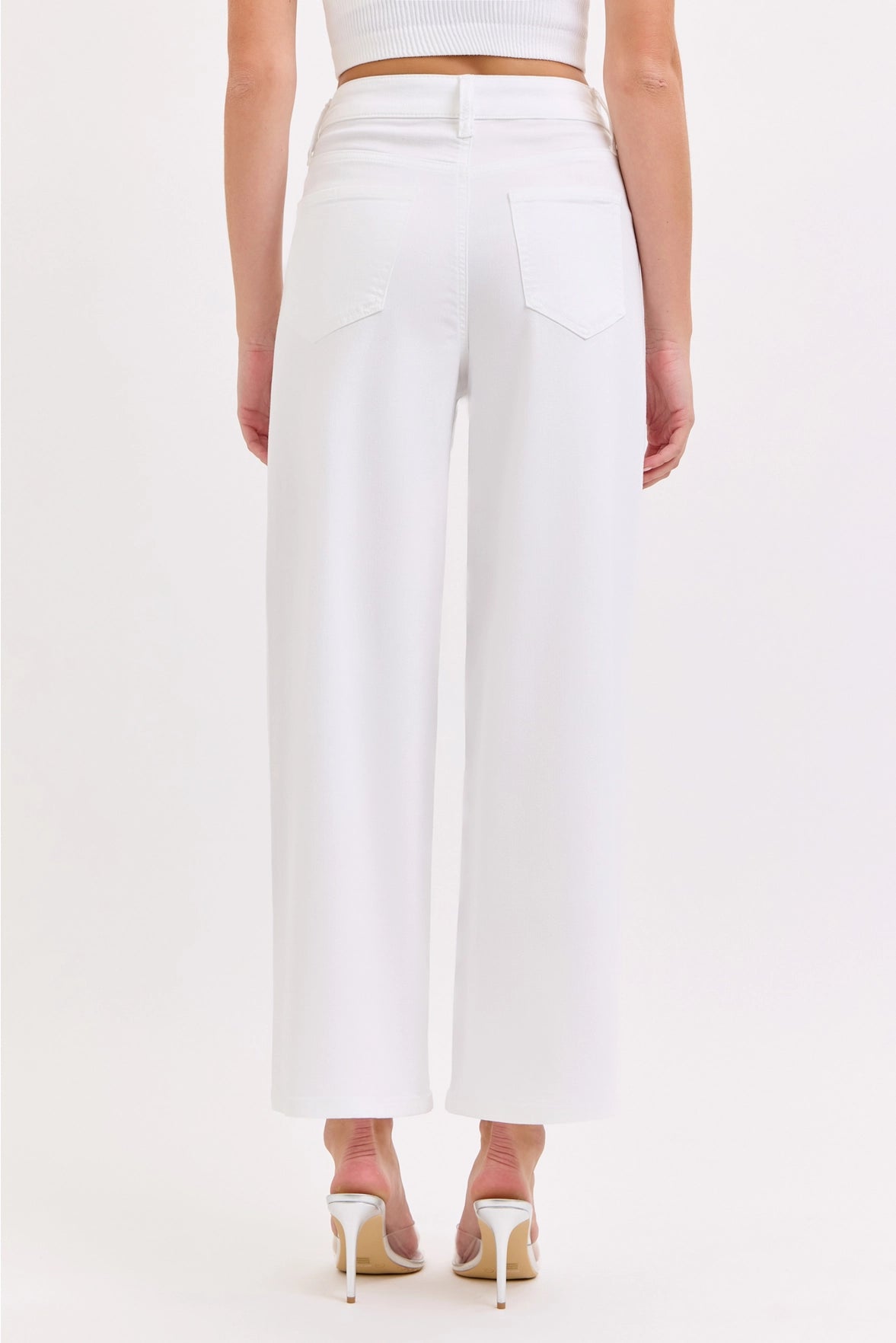 High Rise Cropped White Jeans
