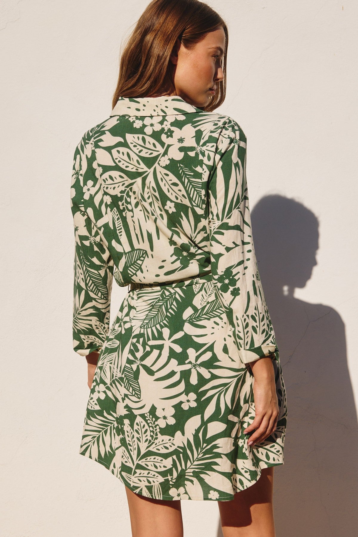 Ella tropical leaf dress