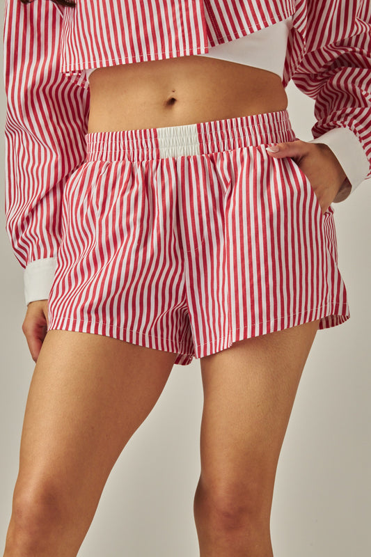 Pinstripe Boxer Shorts - Red
