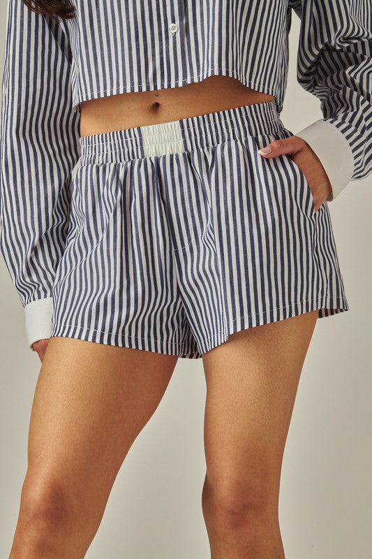 Pinstripe Boxer Shorts - Blue