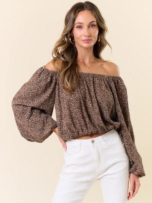 Mocha Off the Shoulder Top