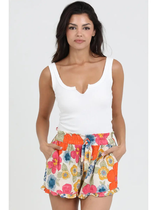 Summer Floral Ruffle Shorts