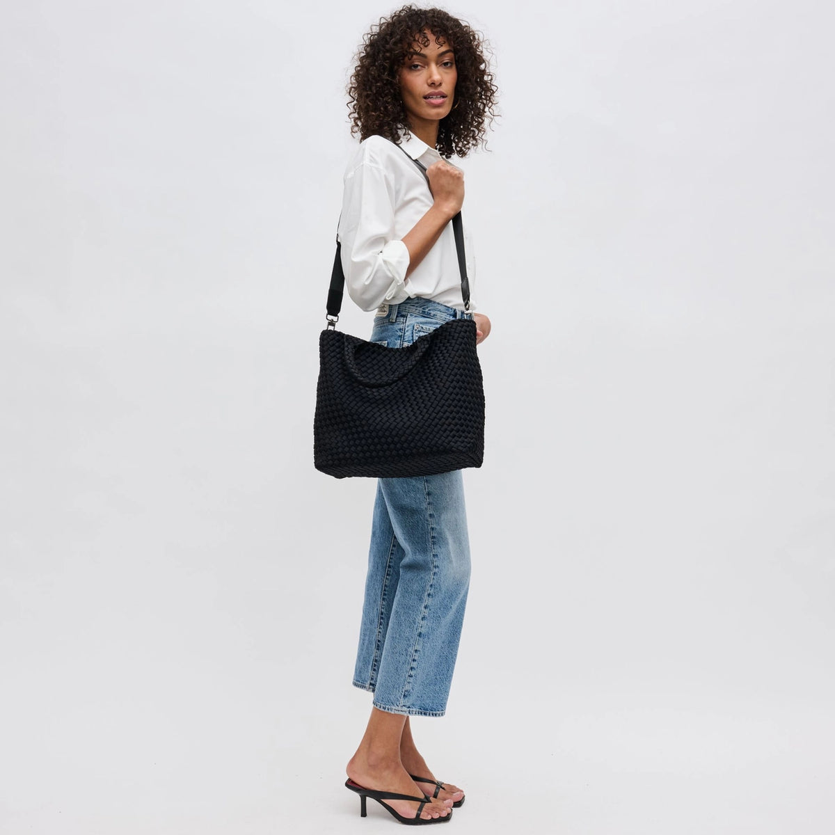 Sky's the Limit - Medium Woven Neoprene Tote - Black