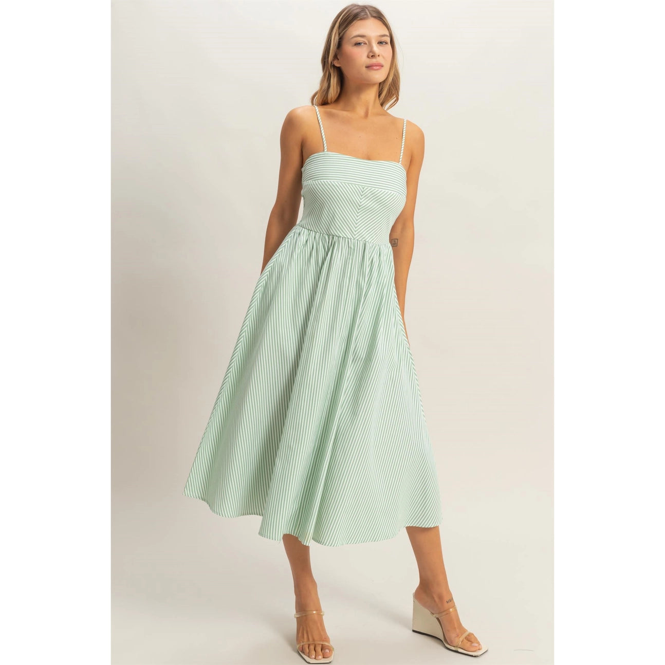 Sage Striped Dress