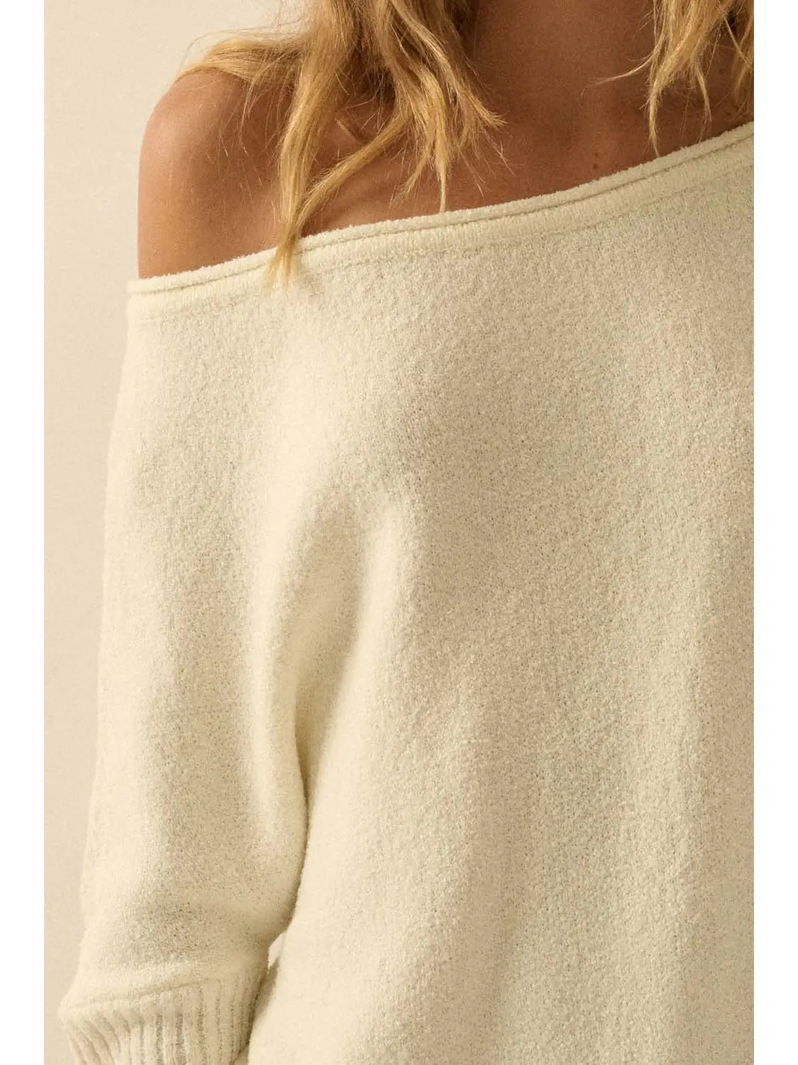 Textured One-Shoulder Dolman Sweater