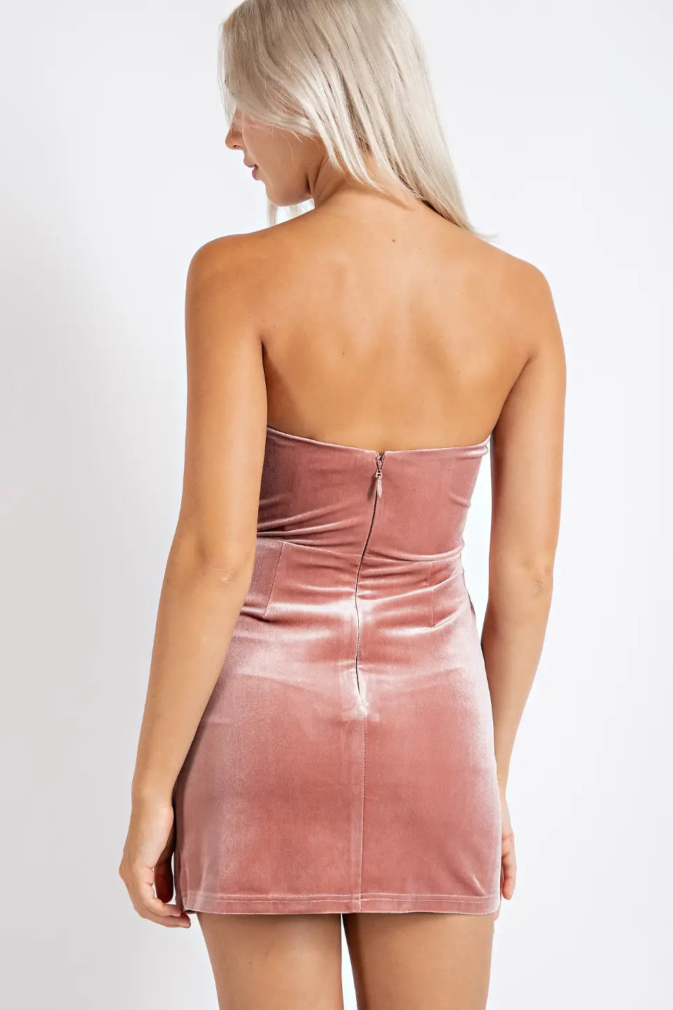 Lydia Velvet Runched Tube Dress