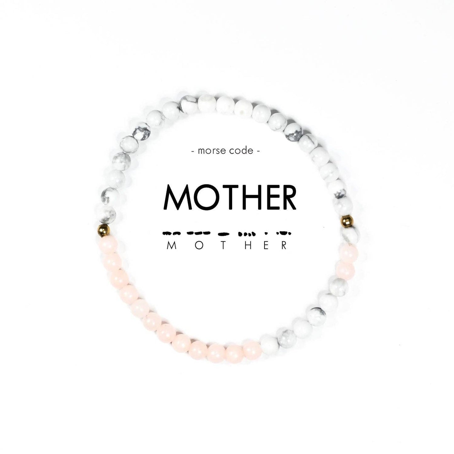 Morse Code Matching Set | MOTHER & MINI DAUGHTER: Rose Quartz & Howlite