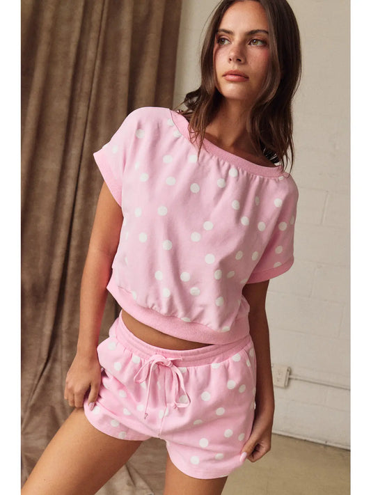 Polka Dot Short Sleeve Top and Short Set