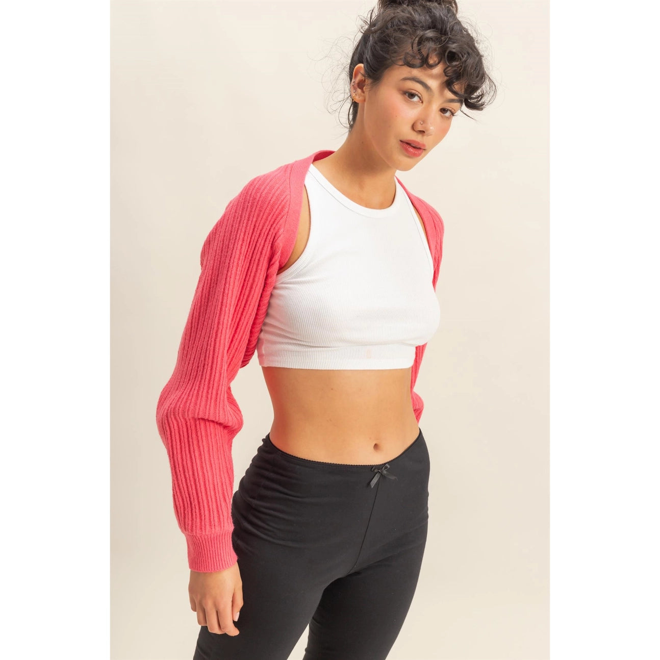Taffy Pink Shrug Sweater