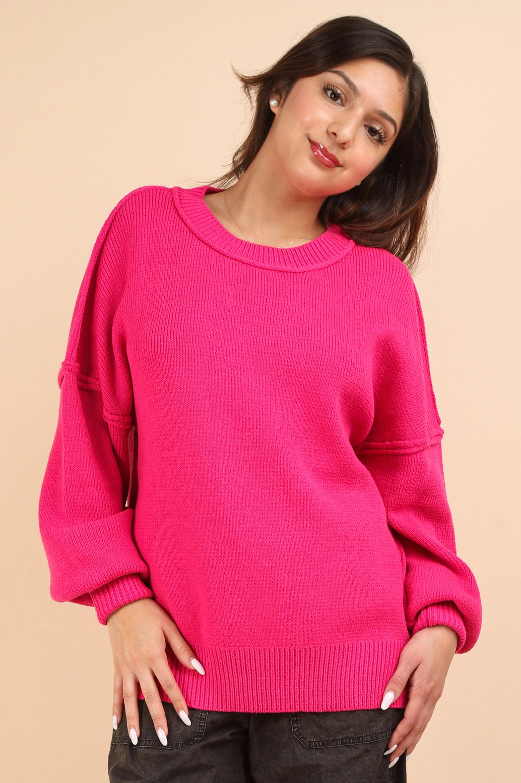 Oversized Solid Sweater(Pink, Blue, Green)