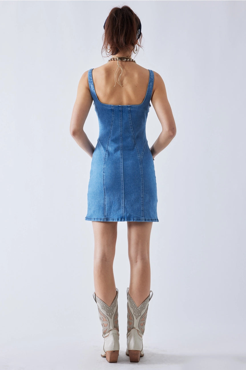 Samantha Bustier Denim Dress