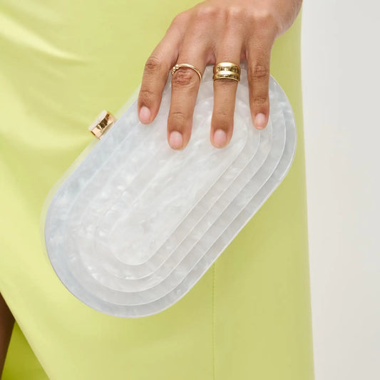 Art Deco Acrylic Evening Bag - Ivory