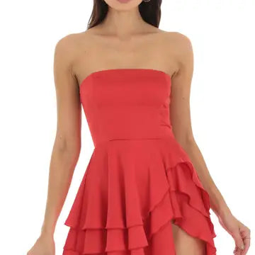 Mya Strapless Asymmetrical Dress