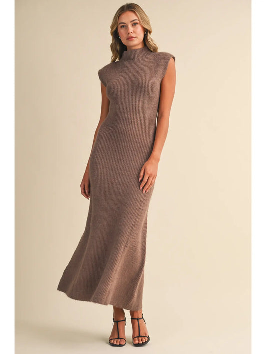 Mocha Turtleneck Sweater Dress