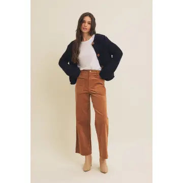 Cozy Chic Wide Leg Corduroy Pants-Mocha