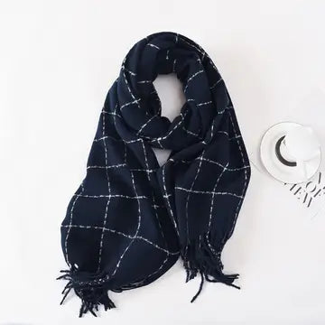 Women Casual Warm Thread Plaid -Black